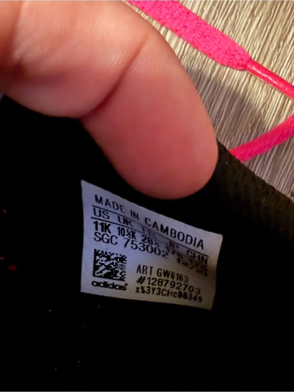 adidas Kids Hot Pink Soccer Sneakers with Black Stripes
